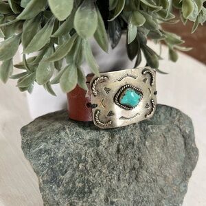 Handmade Silver Concho Leather Cuff – 7.5”